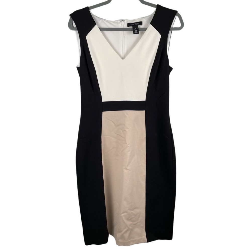 WHITE HOUSE BLACK MARKET COLOR BLOCK SHEATH DRESS | Black / Multi | Size 6